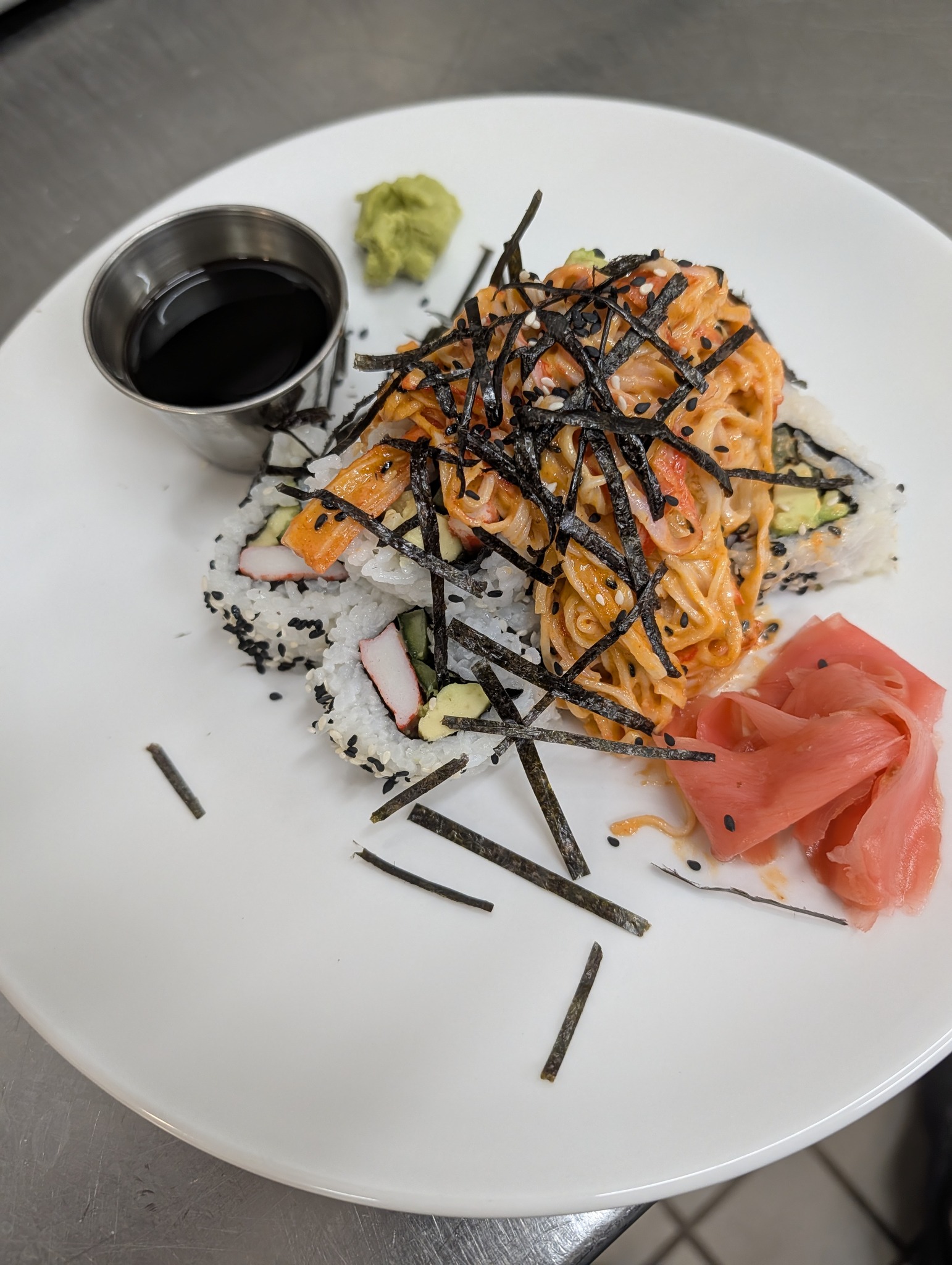 Sushi plate with crab and ginger at the Crooked River Grill
