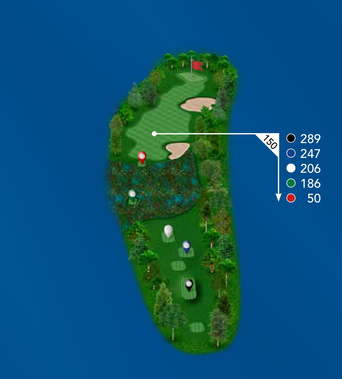 Aerial course map of hole 1 at St. James Bay